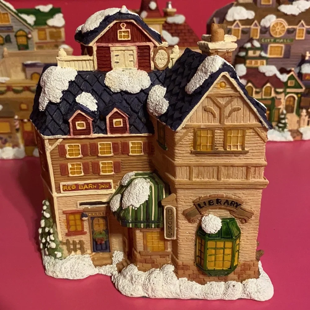 Christmas Village Buildings Library Dr Office Inn Church Mercantile City Hall - Picture 2 of 7